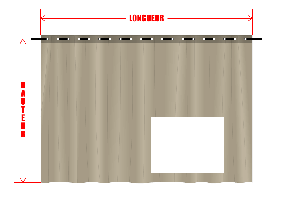 Rideau de séparation sur mesure en Membrane PVC 670gr/m² Beige ral 1015 - 2x2m