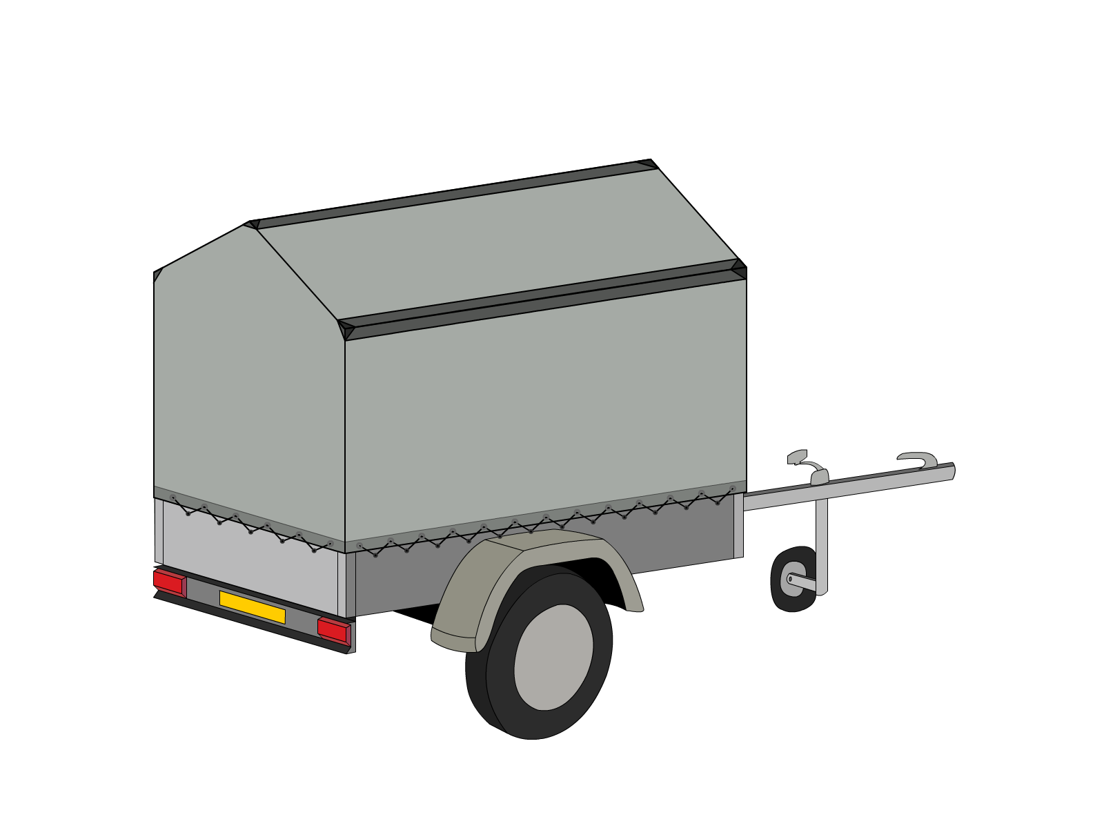 Bâche pour remorque bagagère Haute flèche en Protect 670 : La référence en matière de protection étanche Gris clair RAL 7038