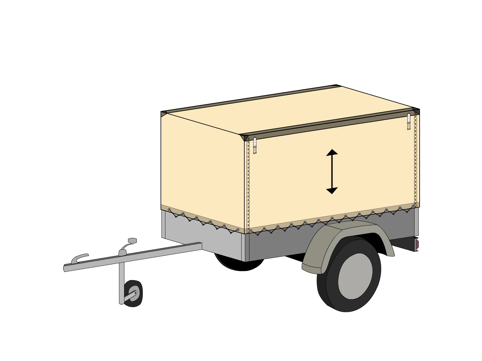 Bâche pour remorque bagagère Haute droite en Protect 670 : La référence en matière de protection étanche Beige ral 1015