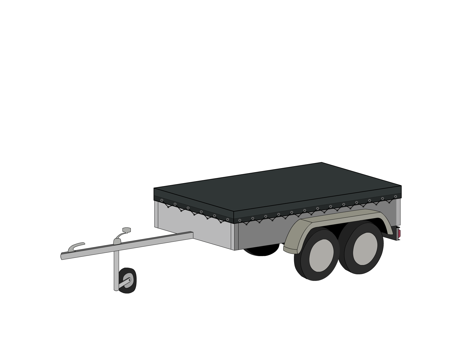 Bâche pour remorque bagagère Basse droite en Protect 670 : La référence en matière de protection étanche Gris anthracite RAL 7016