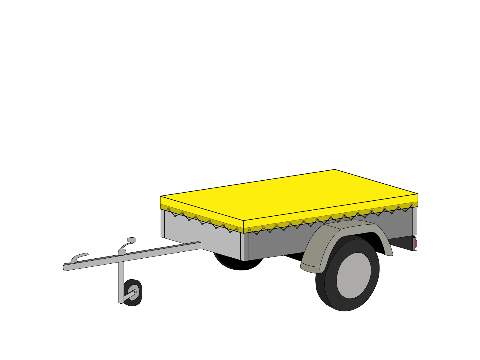 Bâche pour remorque bagagère Basse droite en Protect 670 : La référence en matière de protection étanche Jaune citron RAL 1018