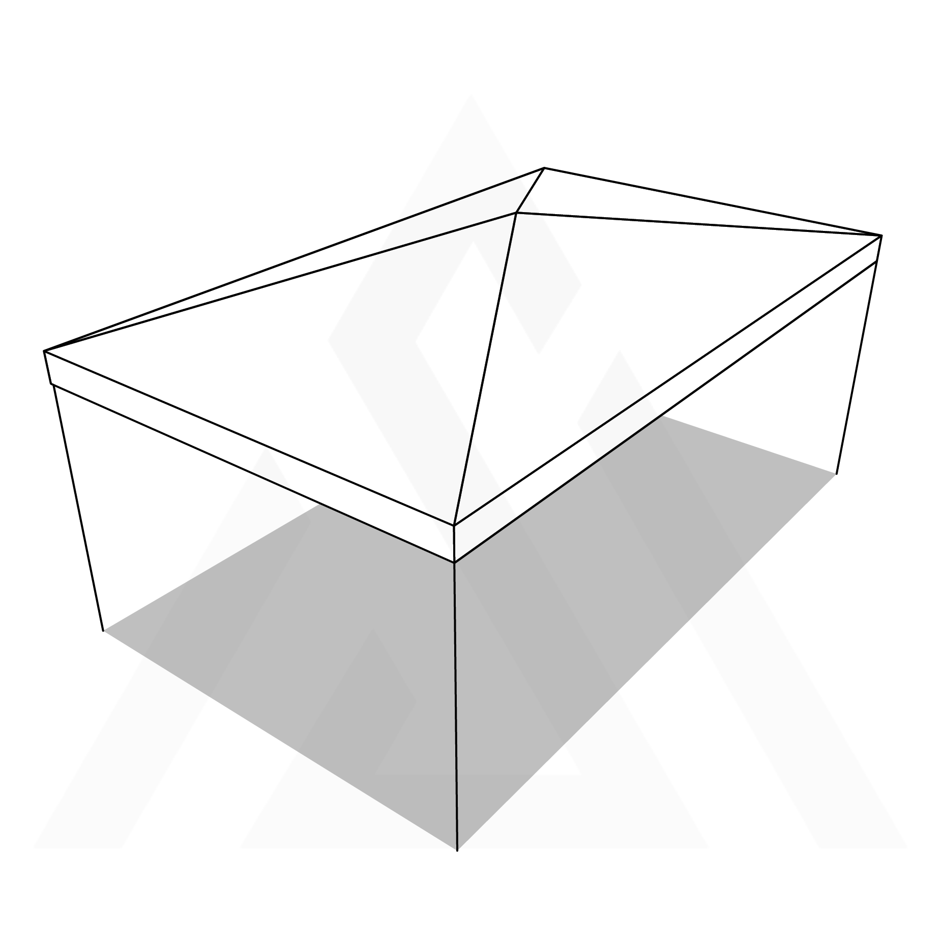 Bâche tonnelle rectangle 4 pentes sans faîtage en Protect 670 : La référence en matière de protection étanche Blanc RAL 9016 - 6x5m