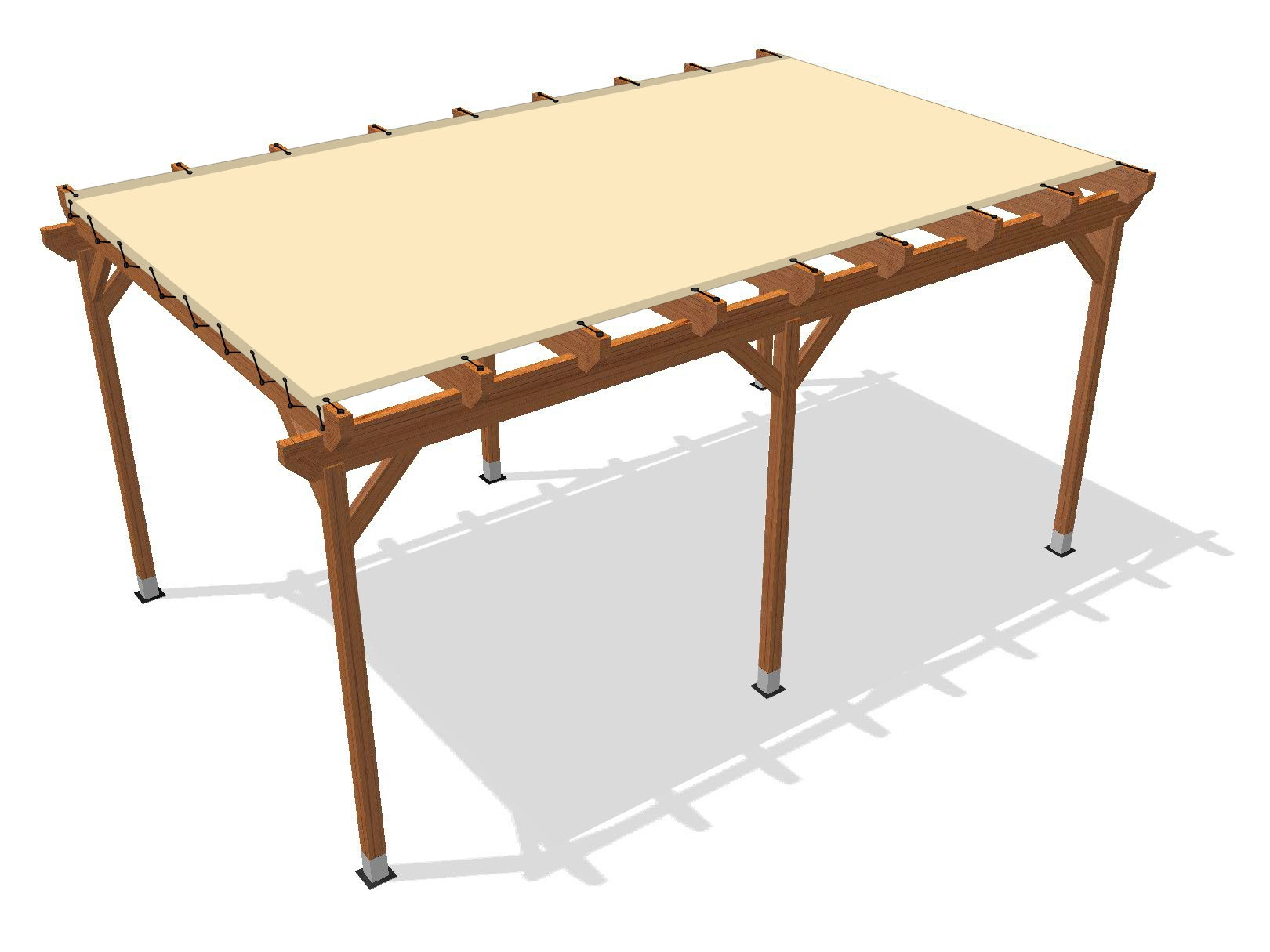 Bâche pour pergola bois sur pieds sans débord en Protect 670 : La référence en matière de protection étanche Beige ral 1015