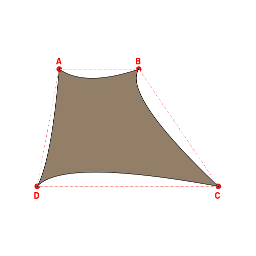 Voile d'ombrage trapèze en AustralMesh - Toile d'ombrage ajourée bois flotté 294 (AustralMesh) - 3,16x5,63x7,20x4,74m