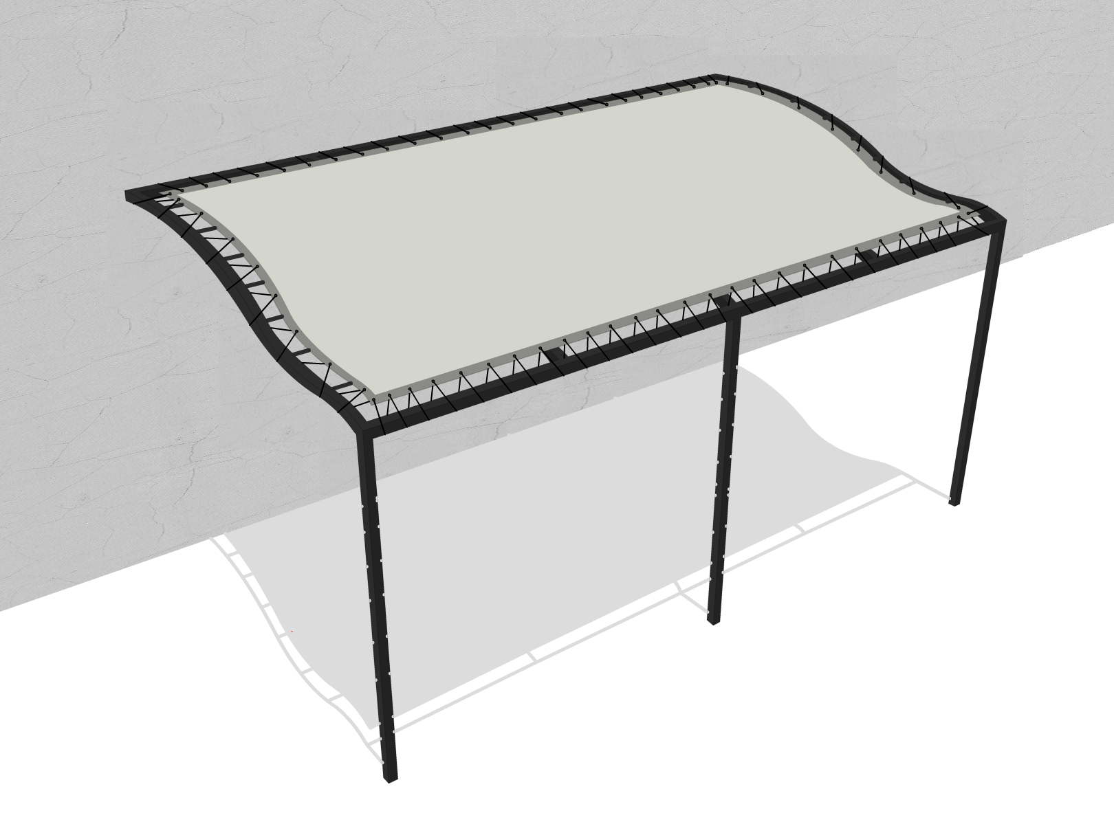 Bâche pour pergola métallique murale à vague en Soltis Perform 92 Galet 92-2171