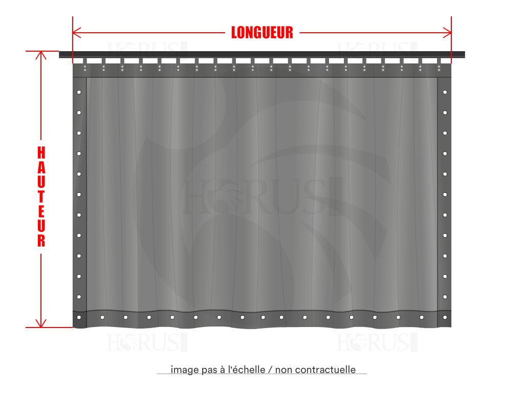 Rideau de séparation sur mesure en MaxiProtect 900 : Protection & grammage renforcé Gris agate RAL 7038 - 31071 - 2.9x3m