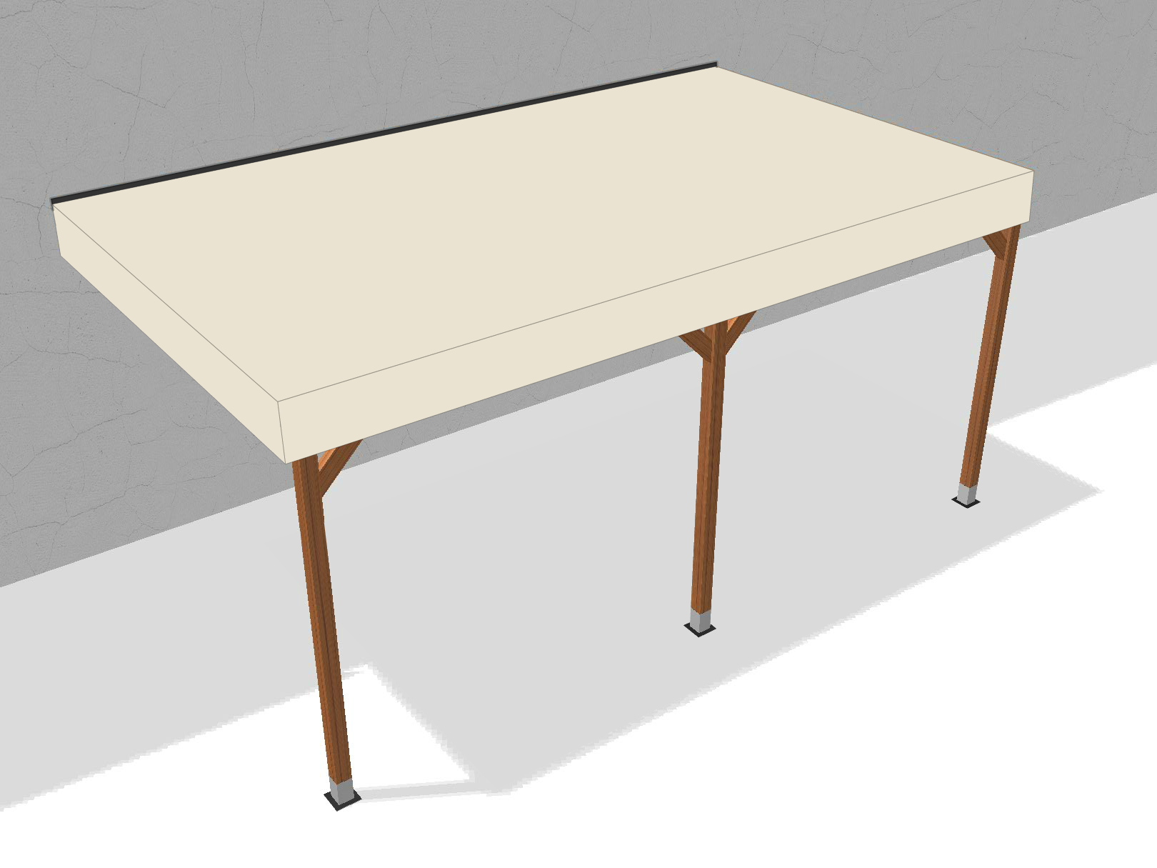 Bâche pour pergola bois murale sans débord en Protect 670 : La référence en matière de protection étanche Blanc perlé RAL 1013