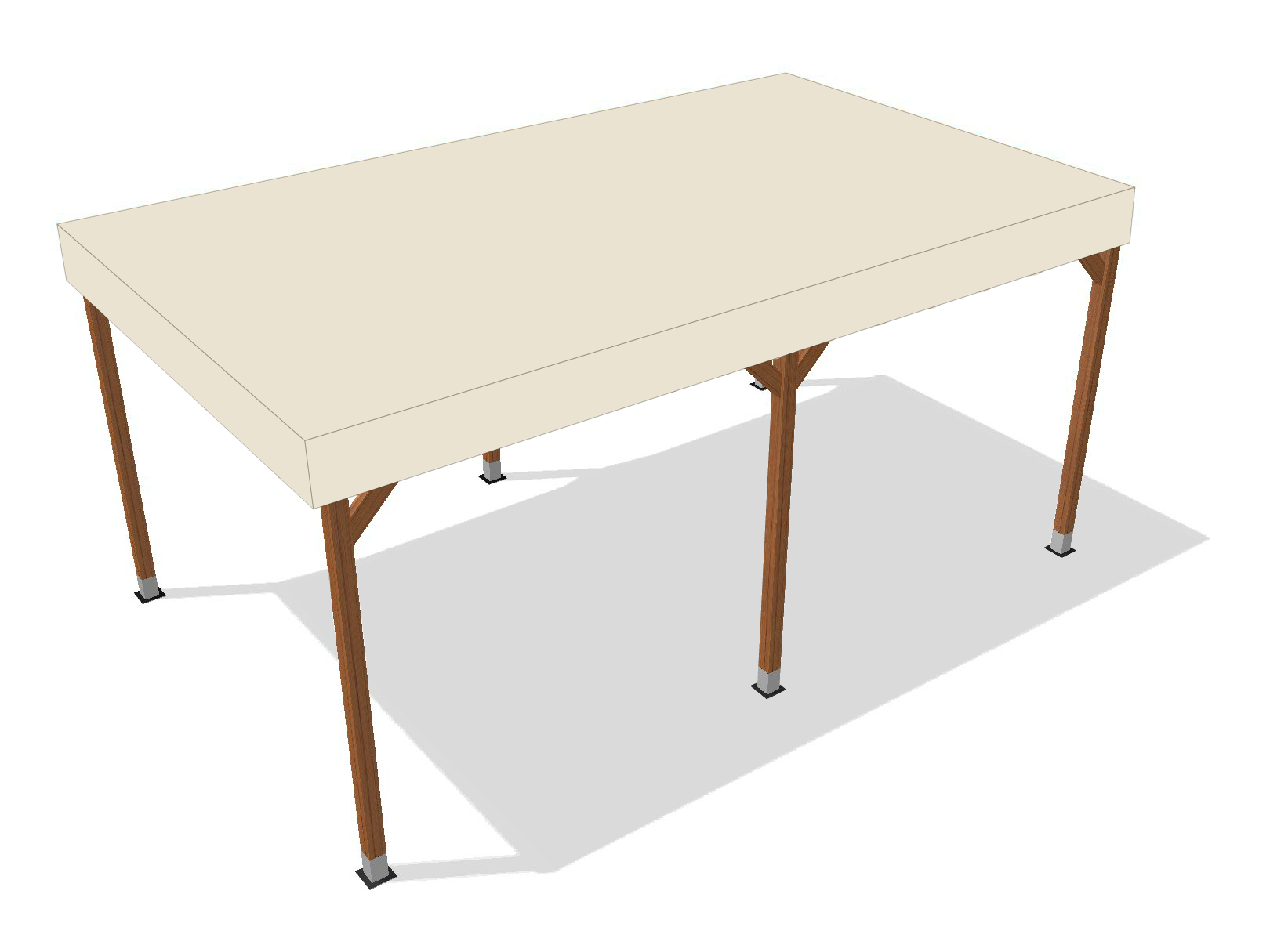 Bâche pour pergola bois sur pieds sans débord en Protect 670 : La référence en matière de protection étanche Blanc perlé RAL 1013